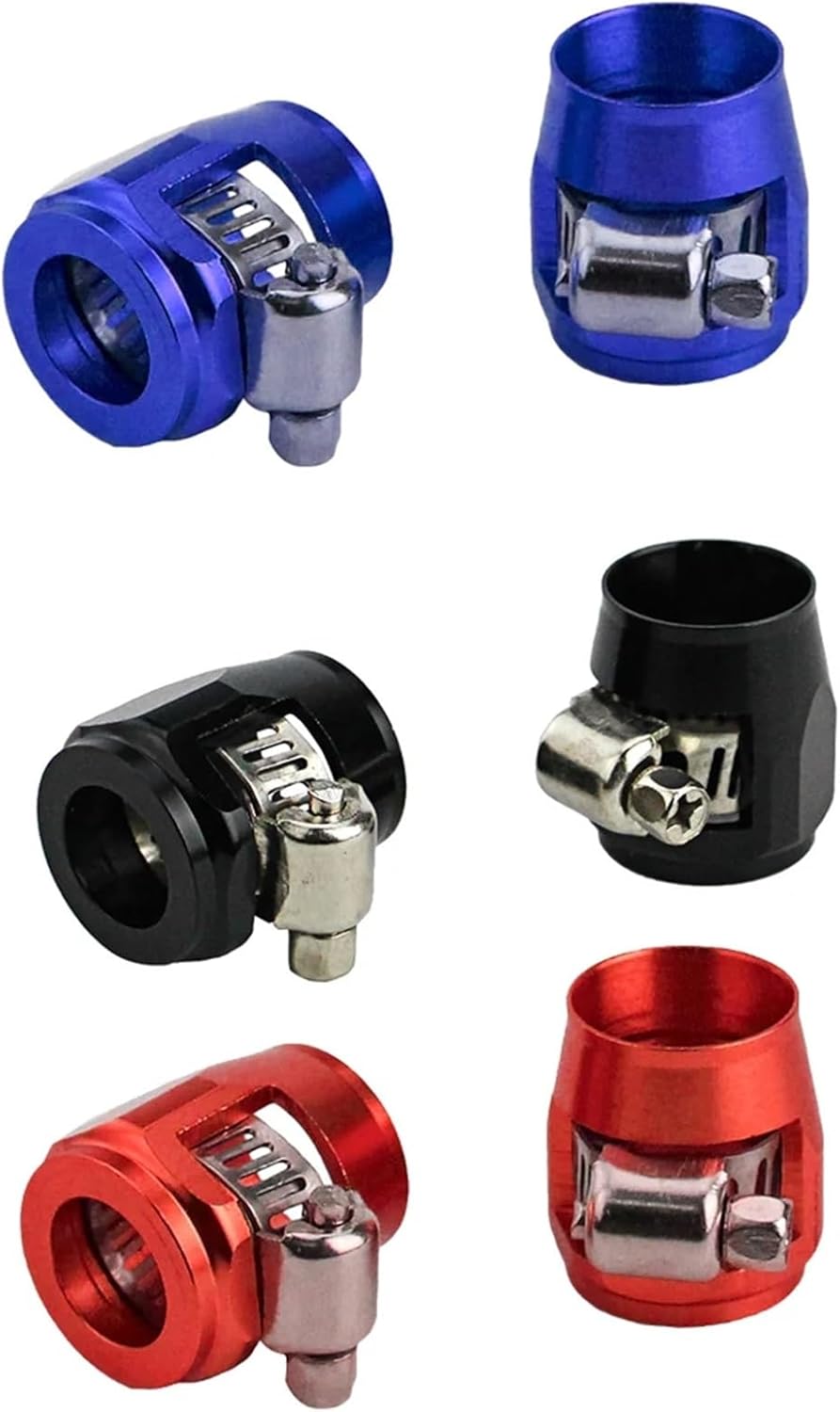 Hose Finisher Clamp 5pc AN4 AN6 AN8 AN10 AN12 Car Hose Finisher Clamp Radiator Modified Fuel Pipe Clip Buckle for Stainless Braided Hoses,Rubber Hoses End Finis(AN10 red)