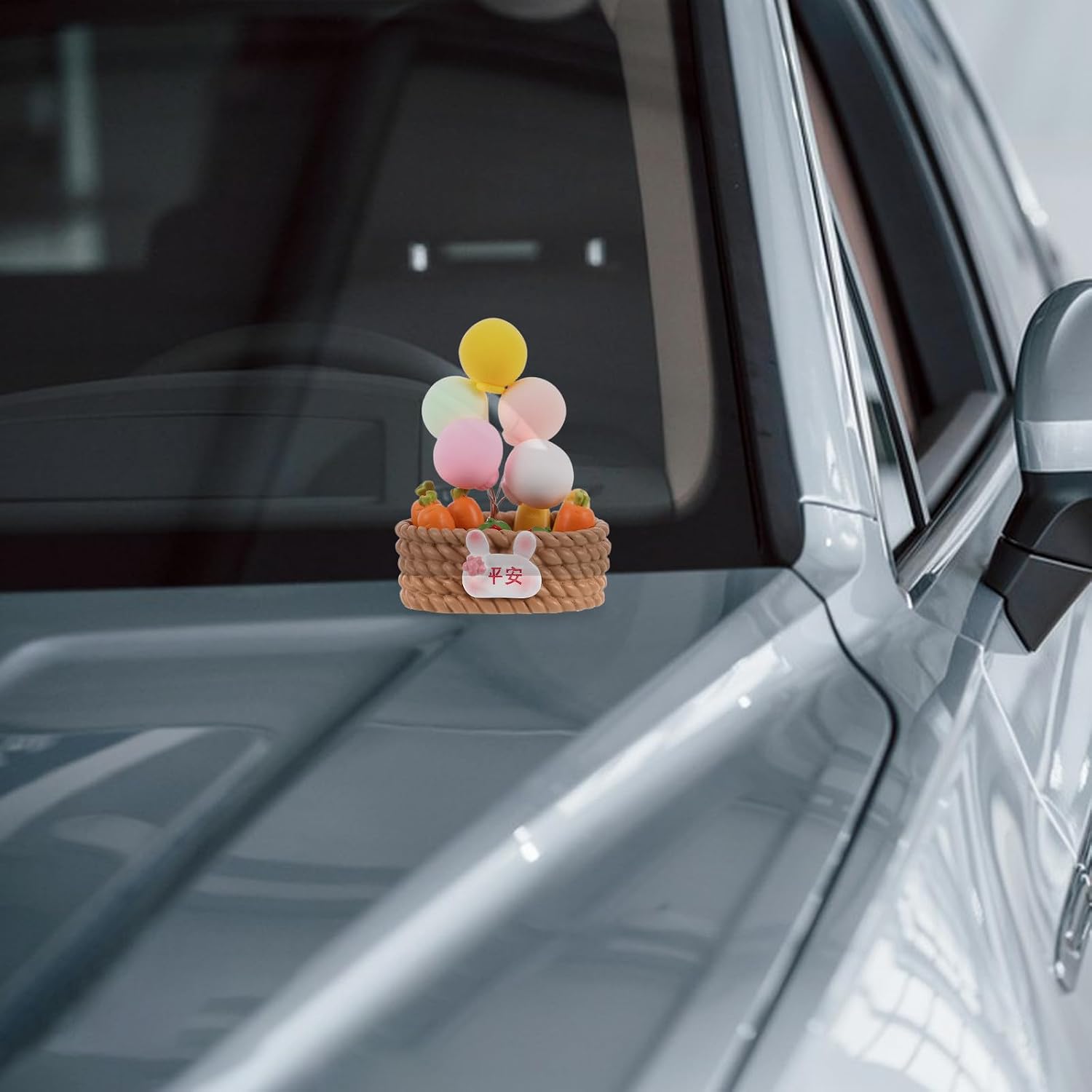 Xmas Balloon Basket Ornament, Cute Resin Car Dashboard Decoration image 4