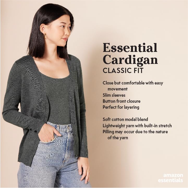 Amazon Essentials Women's Lightweight V-Neck Cardigan Sweater (Available in Plus Size) - Image 3