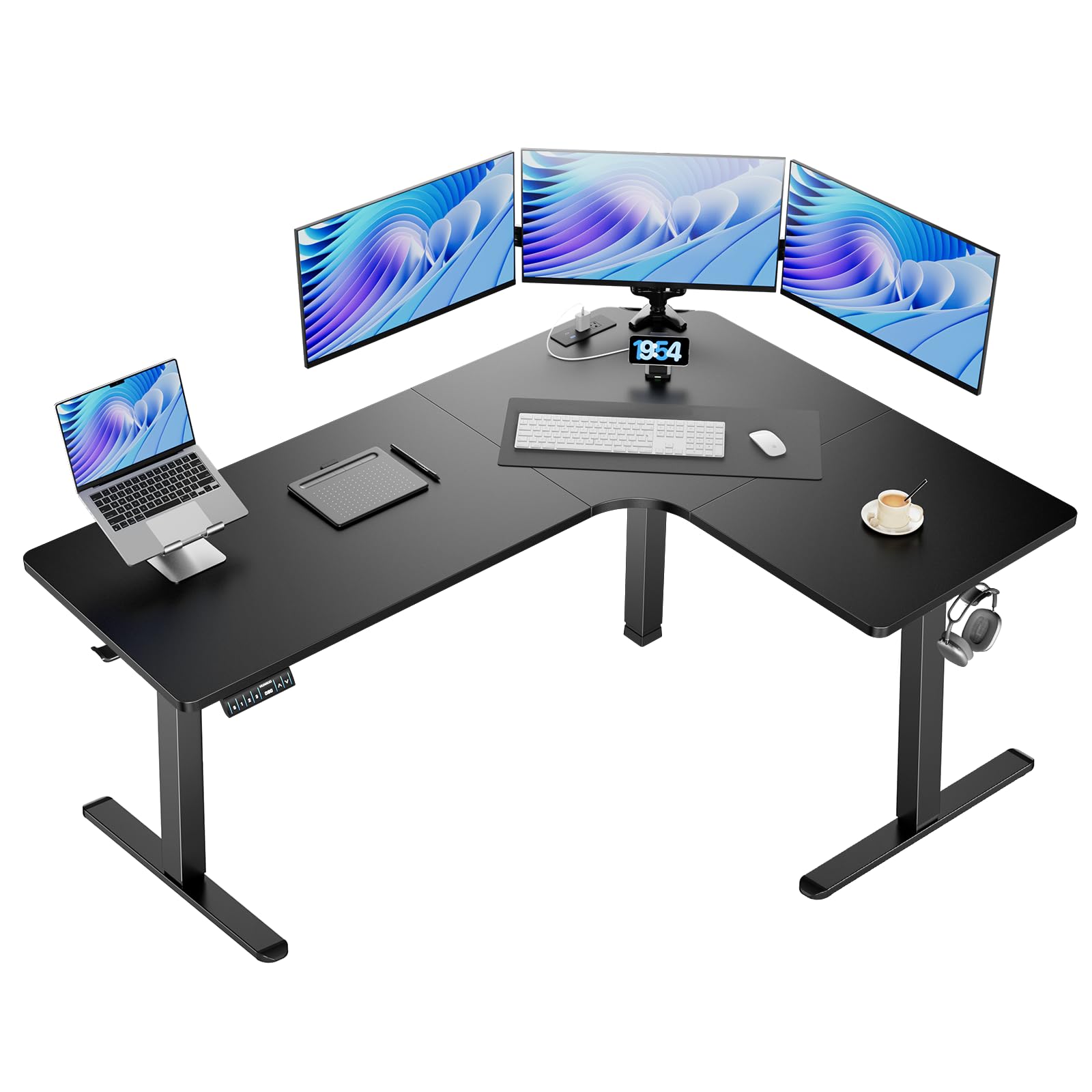 Amazon.com: HUANUO 63″ Dual Motor L-Shaped Standing Desk, Built-in