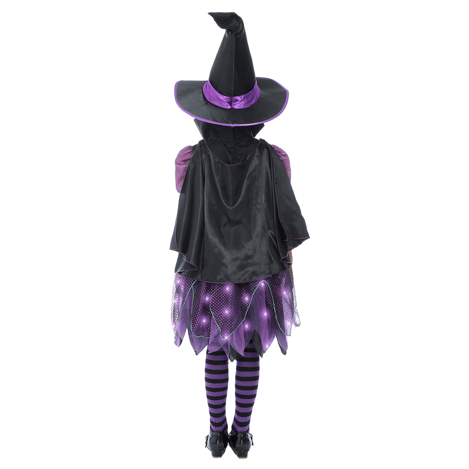 Sincere Party Ragazze Halloween Strega Costume, Deluxe Adorabile Neon Colorato Strega Travestimento con Cappello