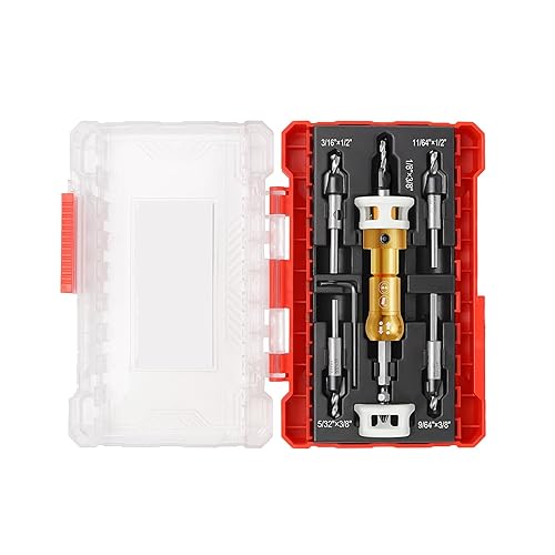 Juego de 5 brocas avellanadoras HSS  Broca avellanadora con punta de carburo ajustable con punta de carburo con punta de destornillador hexagonal de