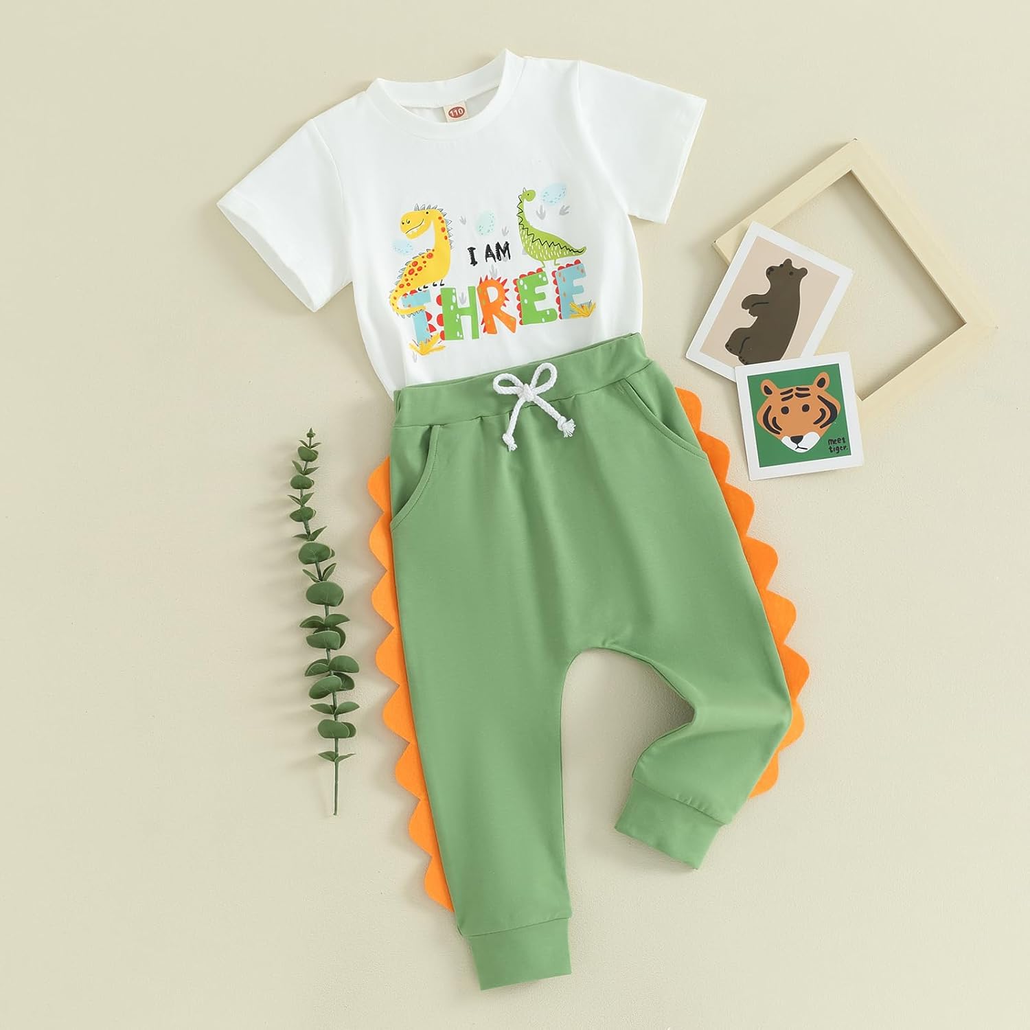 Toddler Baby Boy Birthday Outfit 1st-5th Dinosaur Romper Shirt Joggers Pant Set 1 2 3 4 5 Yr Birthday Outfit Boy - Image 2