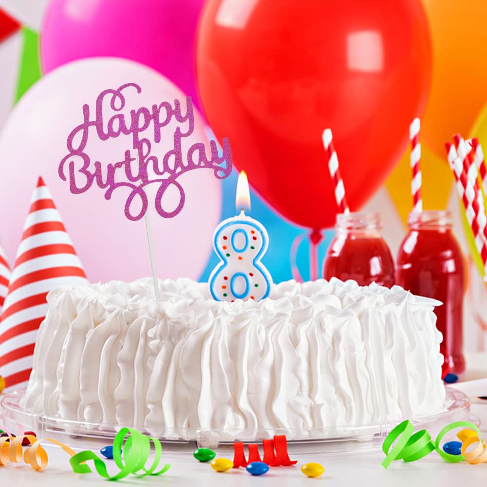 30 Stück Happy Birthday Cake Topper – Glitzernde Tortendeko In 10 Farben, Für Kuchen & Cupcakes, 13 Cm Stäbchen, Inkl. Geburtstagskarten