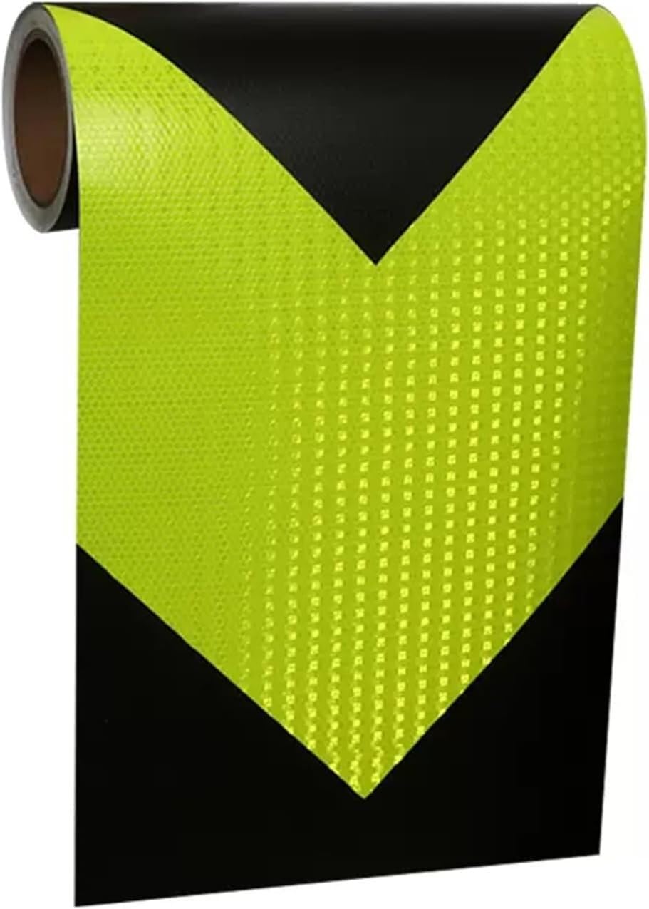Reflektierendes Band, Sicherheitswarnband, selbstklebendes Warnband, 30 cm x 10 m, Fußpfeile, reflektierendes Band, Warnband, hochintensiver reflektierender Aufkleber, selbstklebend(Black Green)