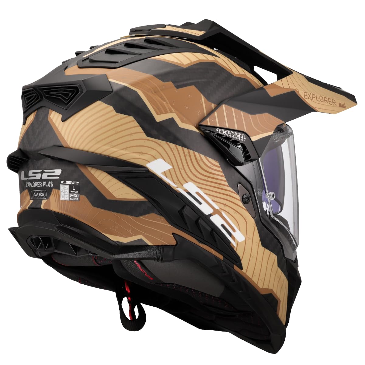 LS2, Casco Moto Cross Explorer Carbon Trick Matt Brown Sand