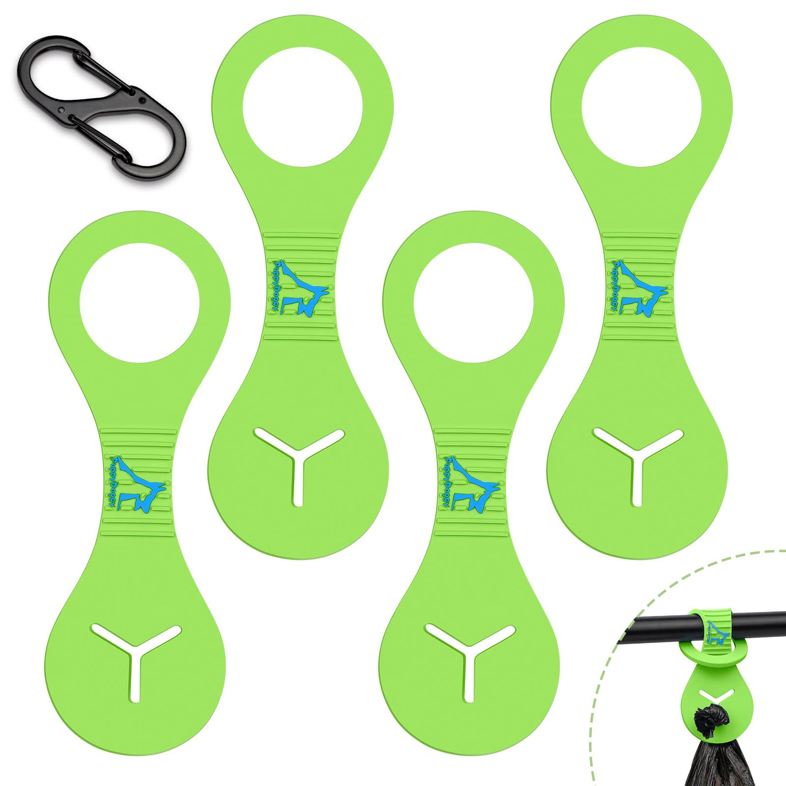 Dog Poop Bag Holder for Leash Waste Bag Carrier Dog Poop Bag Dispenser for Walking Running Bicycle Accessory 4 Pieces (Green)
