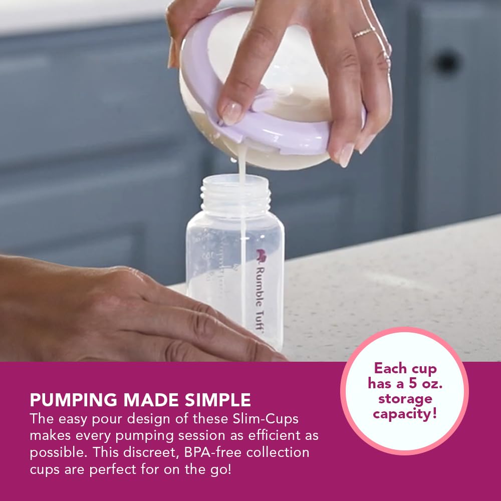 Rumble Tuff - Slim Cups - Vasos de colección manos libres para bebés y madres con kits de inserción, funciona con la mayoría de extractores de leche eléctricos (24 mm) (kit pequeño)