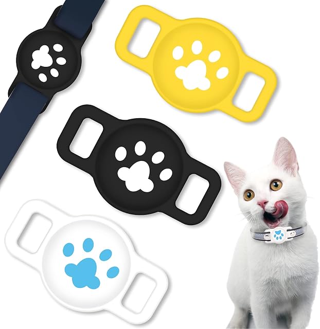 Coholl Protective Case Compatible with Airtag Protector Case,3Pack Silicone Airtags Case Tracker Holder Work with Pet Dog Cat Collar and Children's School Bag Anti-Lost,Small