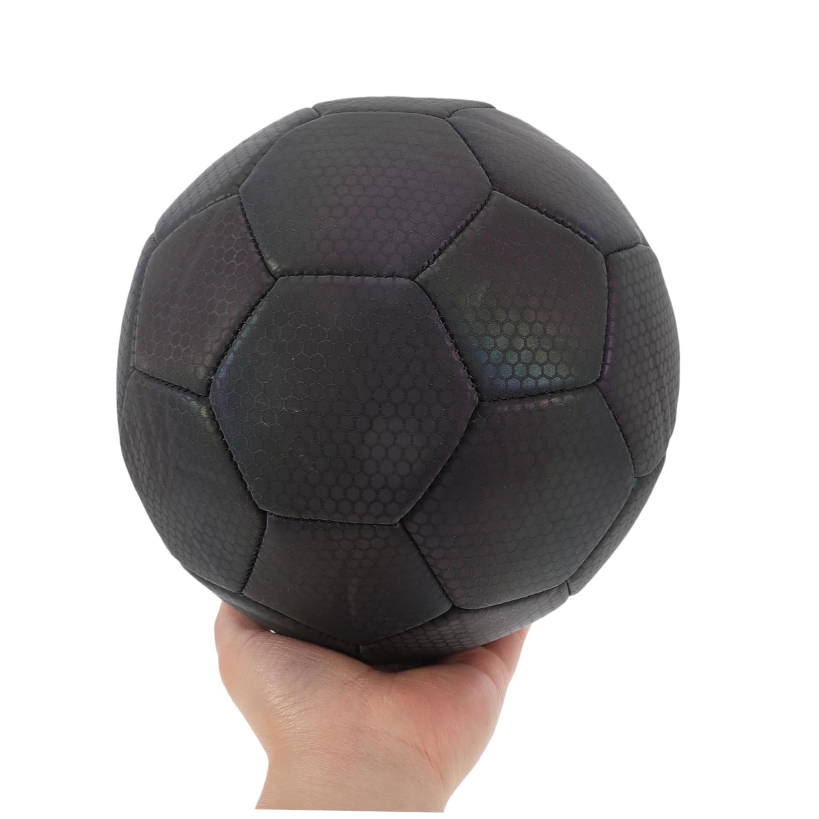 Pallone di Calcio Riflettente Olografico, in Gomma e Pelle Sintetica | Liner in Butile, Uso Versatile ad Alta Visibilità, Back To School Party, per Scuole e Partite