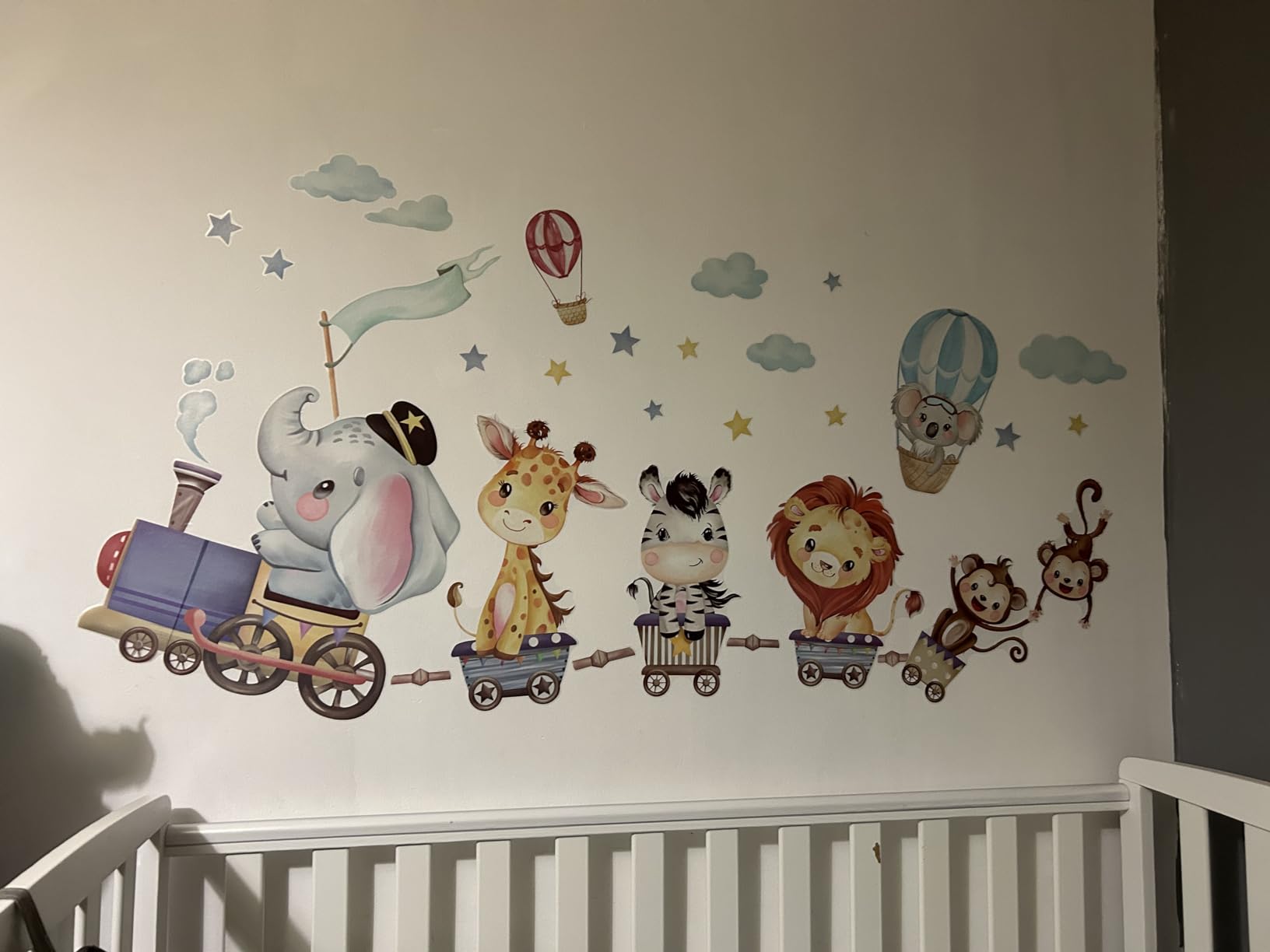 Wondever Jungle Animal Tree Nursery Wall Decal Forest Animal Elephant Giraffe Lion Peel And - View #2