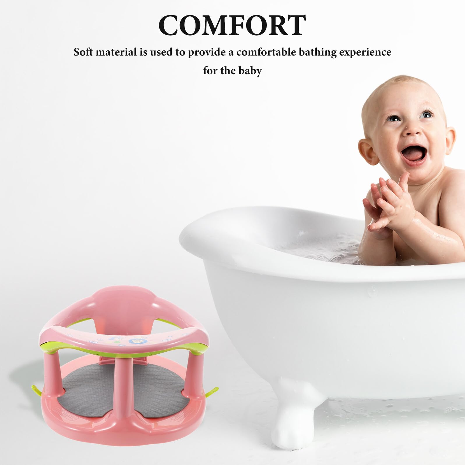 DECHOUS Asiento de Baño para Niña Antideslizante y Portátil con Doble Función para y Recostar Adecuado para Recién Nacidos y Bebés Diseño Seguro y Cómodo Color Rosa