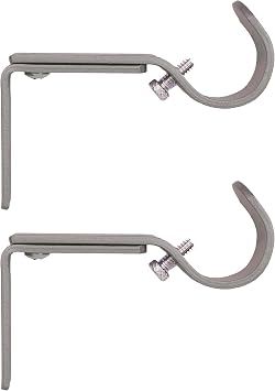 Kenney KN85305 1" Diameter Steel 3.5-4.5" Adjustable Curtain Rod Mounting Brackets, Wall Mount, 2-Pack, Pewter