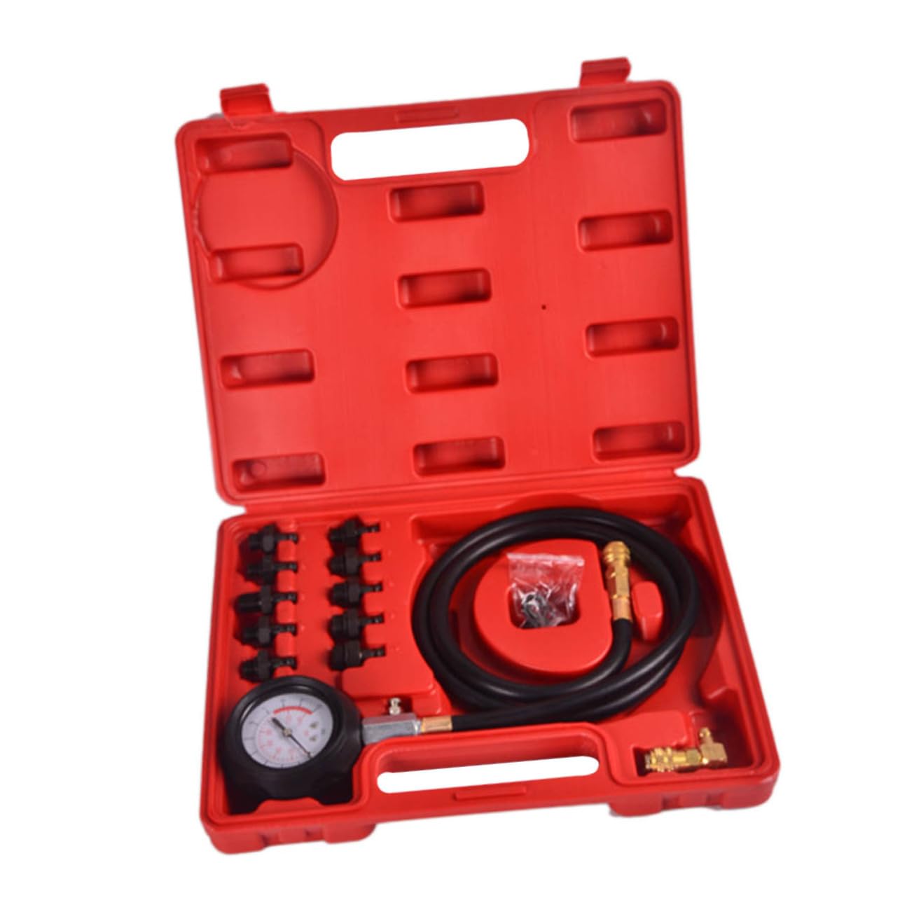 SUPVOX Engine Oil Pressure Gauge Kit Diagnostic Tool Set Sender Adaptor Hose Protector Case for Easy Use Petrol Gasoline Engines