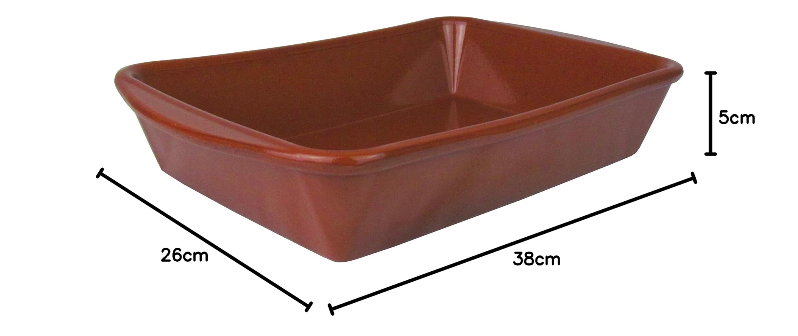 Fuente mediterránea de arcilla esmaltada, fácil de limpiar (grande aprox. 38 x 26 x 5 cm)
