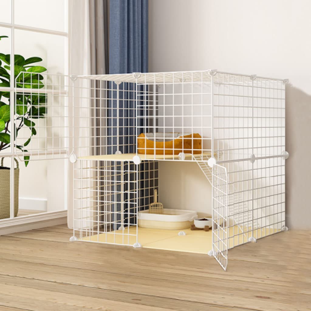 Enclos pour chatons métallique et modulable à 2 niveaux