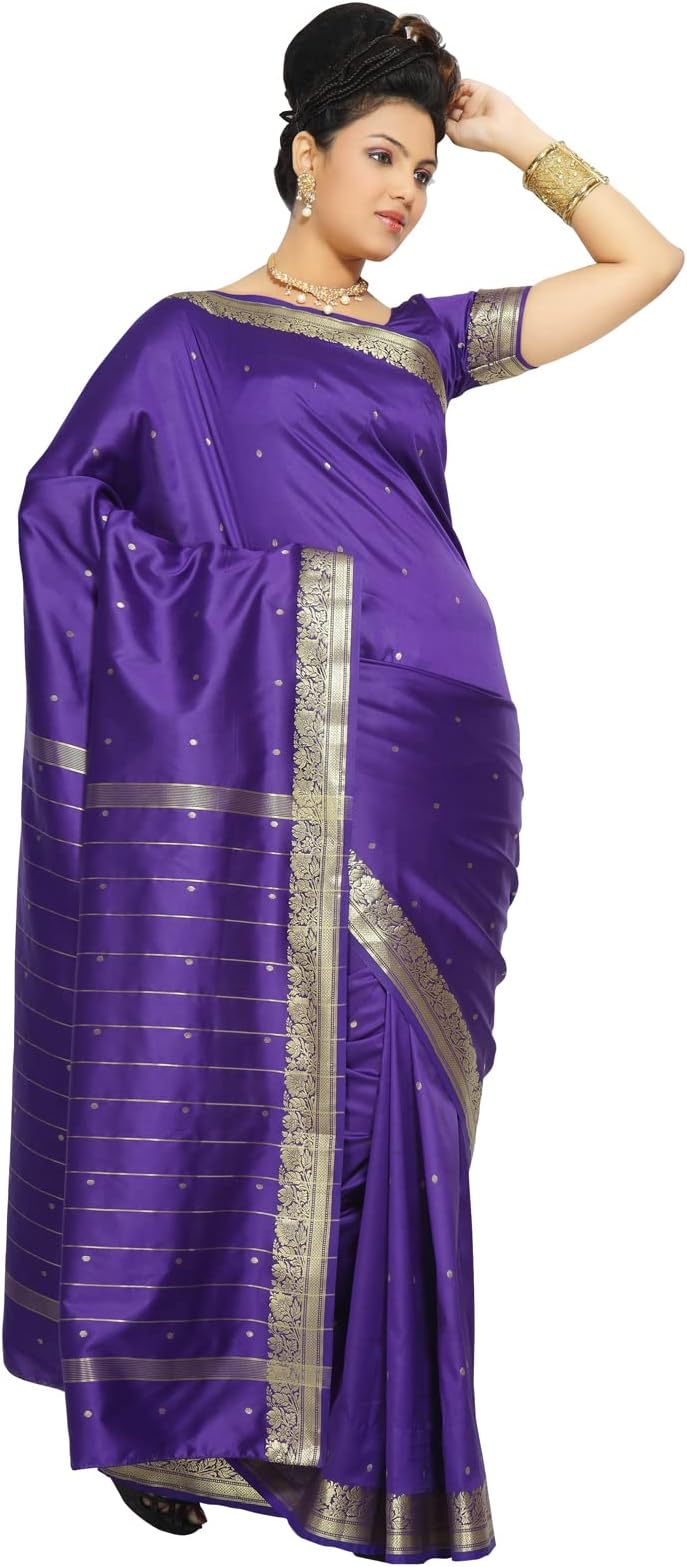 Womens Indian Ethnic Traditional Banarasi Art Silk Saree Sari Wrap Fabric Dress Drape