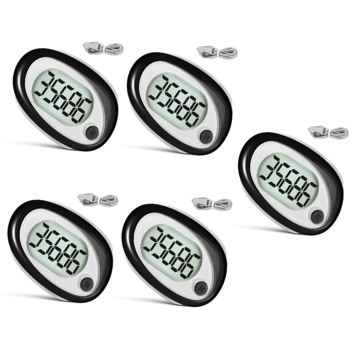 BESTonZON pédomètre Sport podomètre pour Marcher Compteur de Pas Portable comptoir pour Marcher Clips podomètre réutilisable podomètre Grand écran Plastique Black