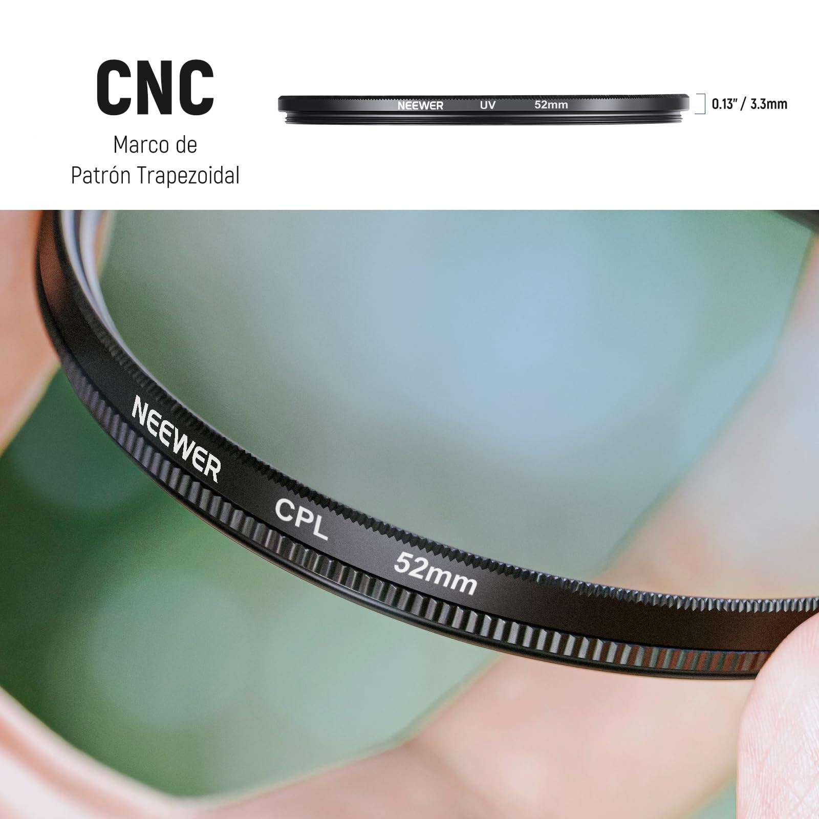 Neewer 52MM Profesional UV CPL FLD Lente Filtro y ND Filtro de Densidad Neutra(ND2. ND4. ND8) Kit de Accesorios para Pentax DSLR Cámaras
