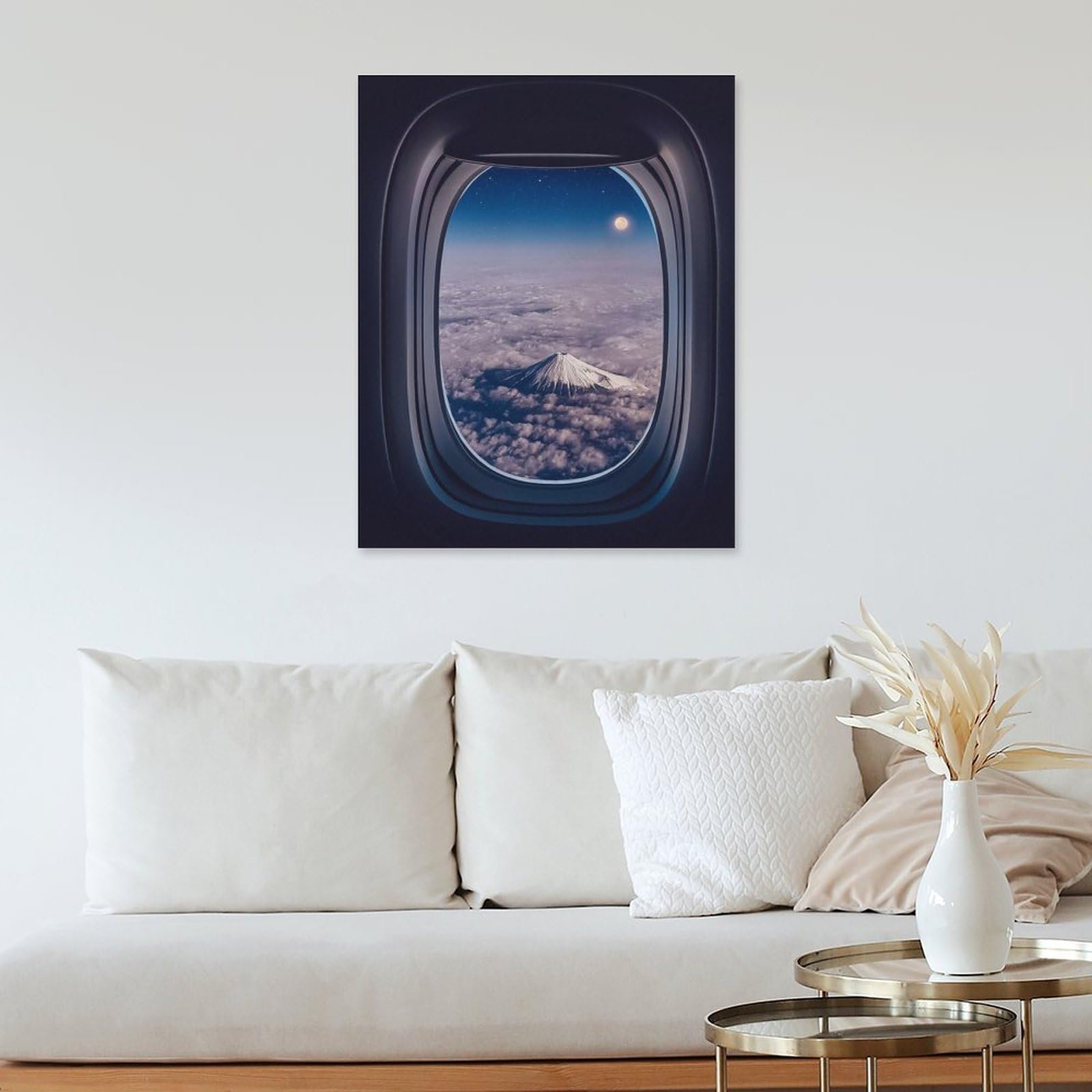 Amazon.co.jp: 絵画 飛行機の窓から見た富士山インテリア 絵画 和風