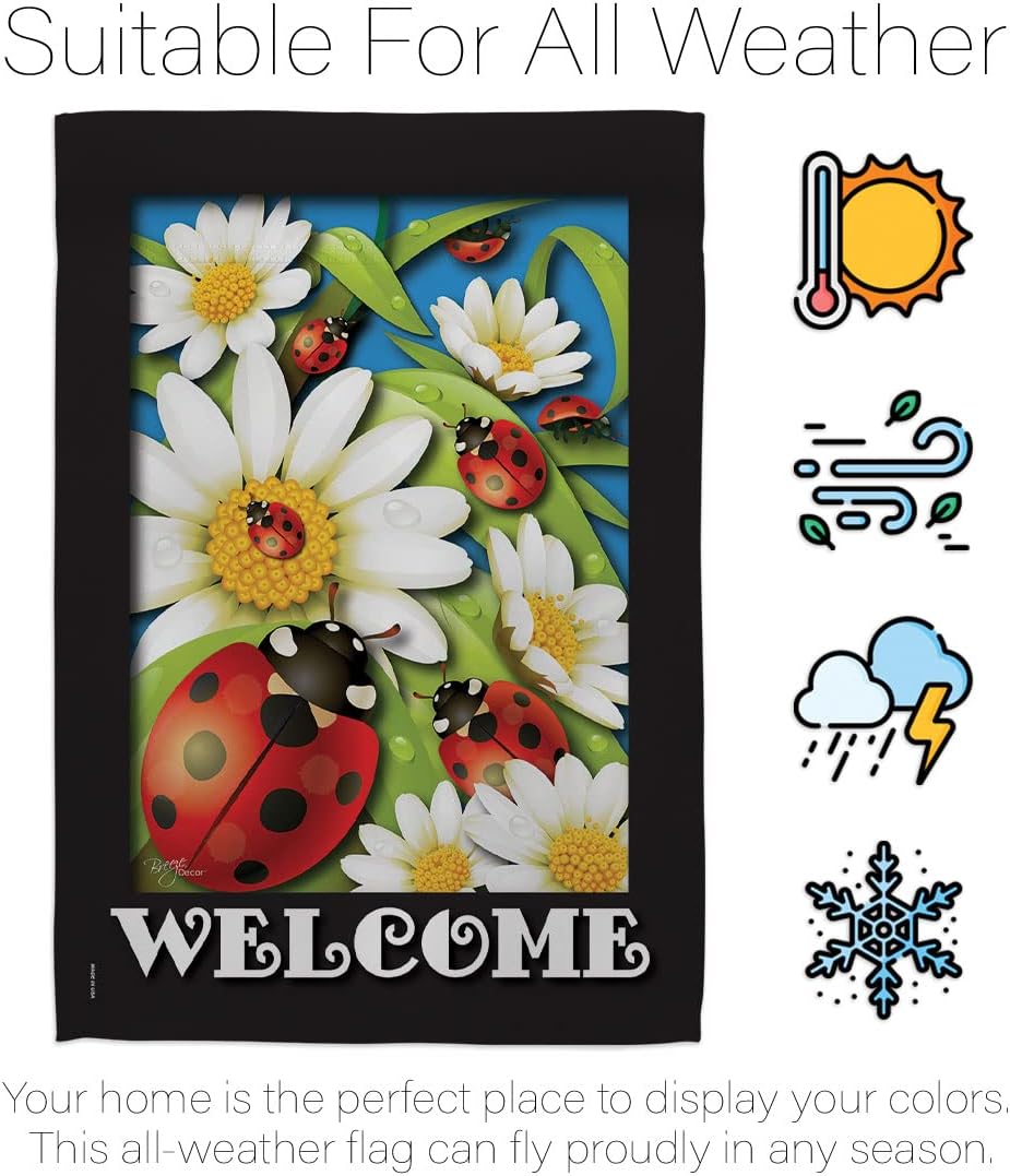Breeze Decor G154068 Ladybug Heaven Garden Friends Bugs & Frogs Impressions Decorative Vertical Garden Flag 13" x 18.5" Printed in USA Multi-Color