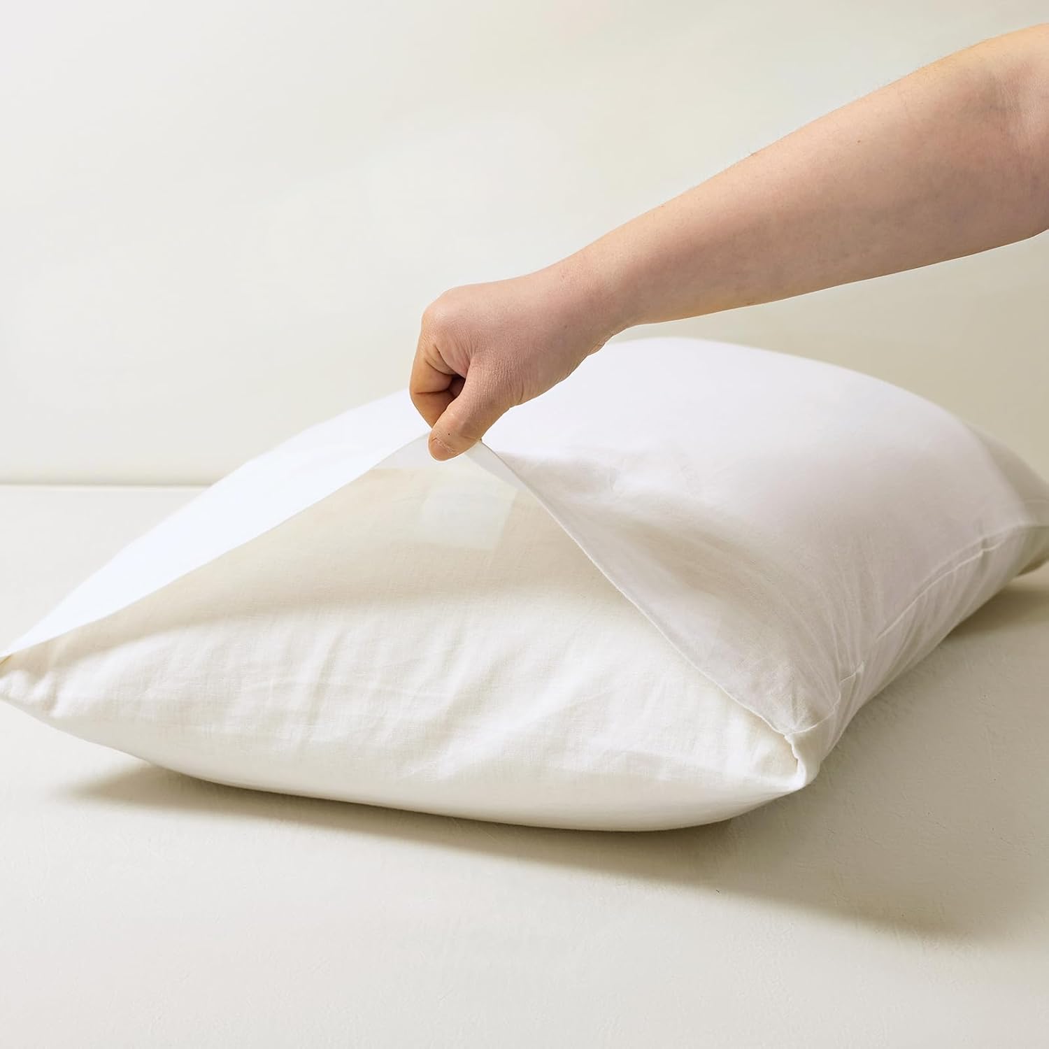 TUMEI 100% Linen King Pillow Cases(35.83"×20.08") - Set of 2 King Size Bed Pillow Cover Washed Solid Color Natural Flax Soft Breathable,White King