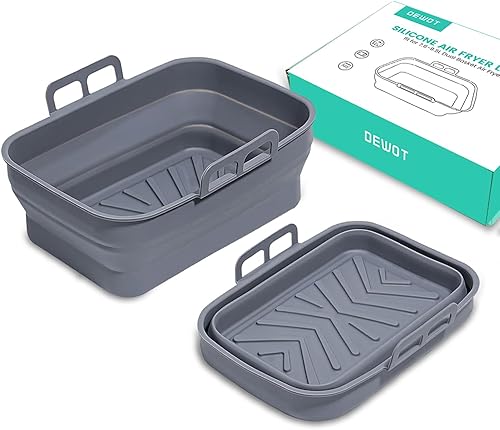 Paquete de 2 forros de silicona plegables para freidora de aire Ninja Foodi DZ201 y otras freidora de aire de doble cesta de 8.3 x 5.9 x 3.7