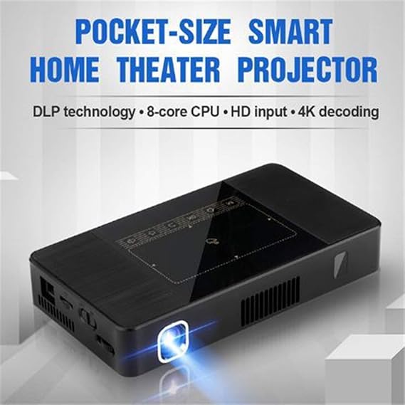 Portable C10 Smart Projector Business Home HD Micro Projector Multimedia Movie Home Cinema Compatible HDMI/USB/DC/TF card, Black