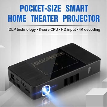 Portable C10 Smart Projector Business Home HD Micro Projector Multimedia Movie Home Cinema Compatible HDMI/USB/DC/TF card, Black