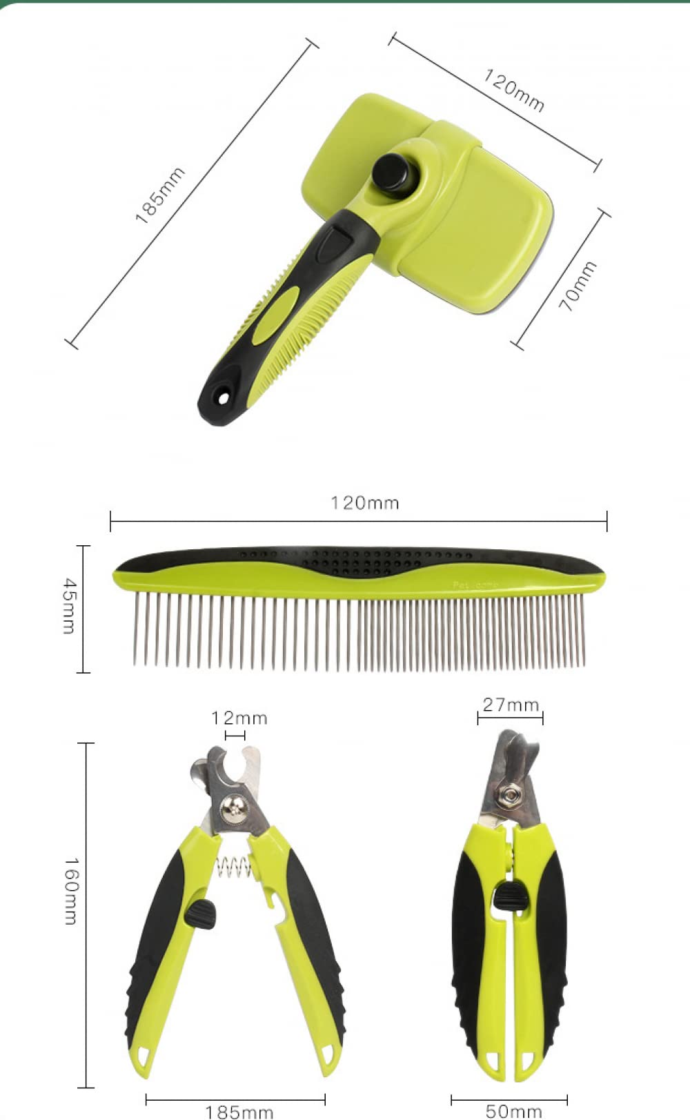 Siqi Cepillo de Limpieza autolimpiante cerdas mejoradas e indoloras eliminan Suavemente la Capa Interna Suelta, Las esteras y el Cabello enredado | para Perros y Gatos con Todo Tipo de Pelo + Co