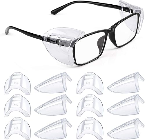 MELASA Gafas de seguridad laterales para gafas graduadas, lentes transparentes deslizantes, se adaptan a anteojos pequeños a grandes