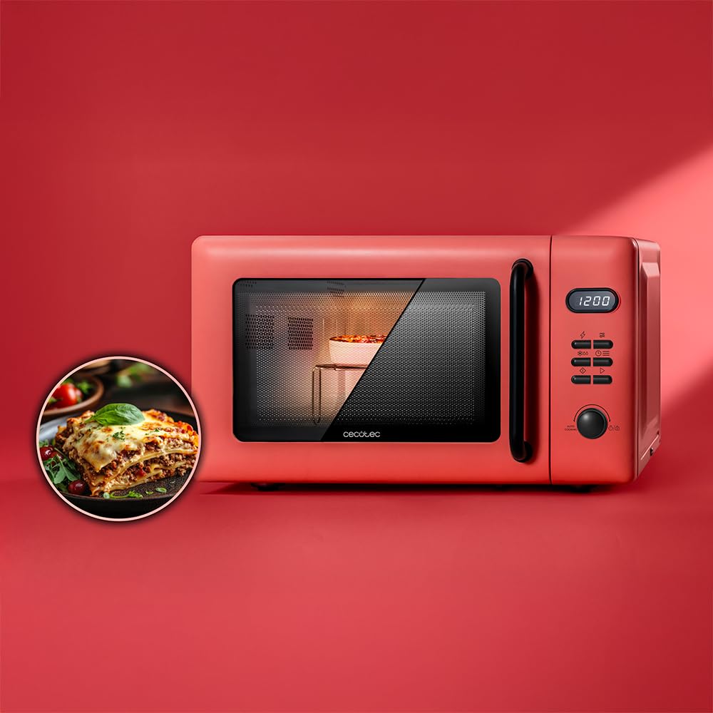 Cecotec Microondas Digital con Grill de 20L Proclean 5110 Green. 700W en 6 Niveles y Grilll de 800W, Modo Descongelación, Señal Fin de Cocción, Lámpara Interior, Temporizador 30mins, Diseño en Verde