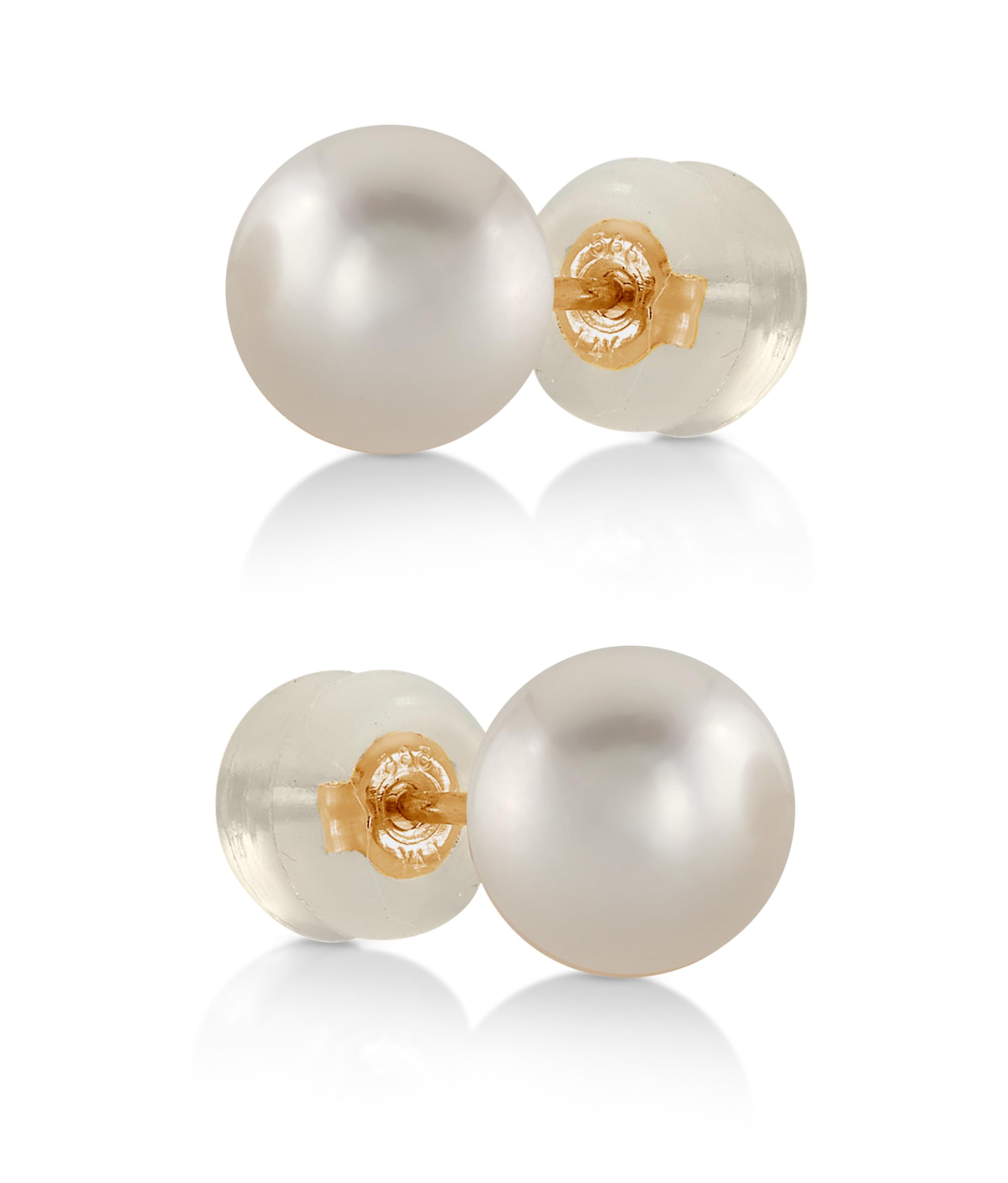 White Japanese Akoya Real Pearl Earrings for Women - 14k Gold Stud Pearl Earrings | Hypoallergenic Earrings with Genuine Cultured Pearls