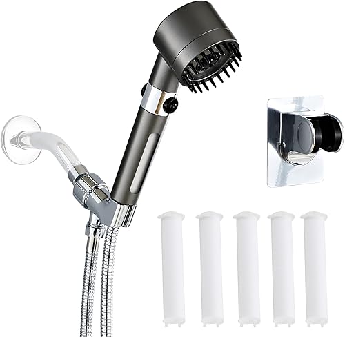 Miniatura 5 de Cabezal de ducha de alta presión con cabezal de ducha de mano de alta presión para cabezal de ducha de agua dura, color plateado
