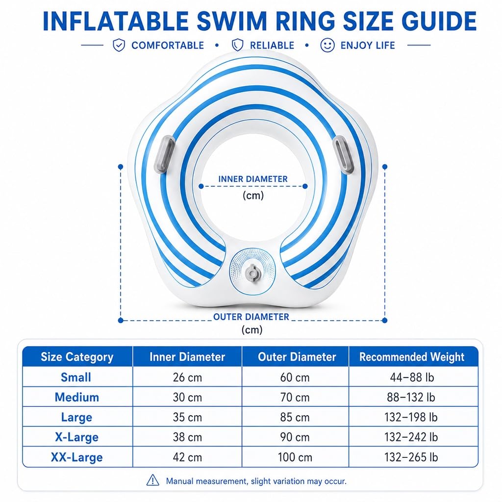 Flotador De Natación Inflable con Asas, Flotador De Piscina De Inflado por Presión para Mujeres/Hombres