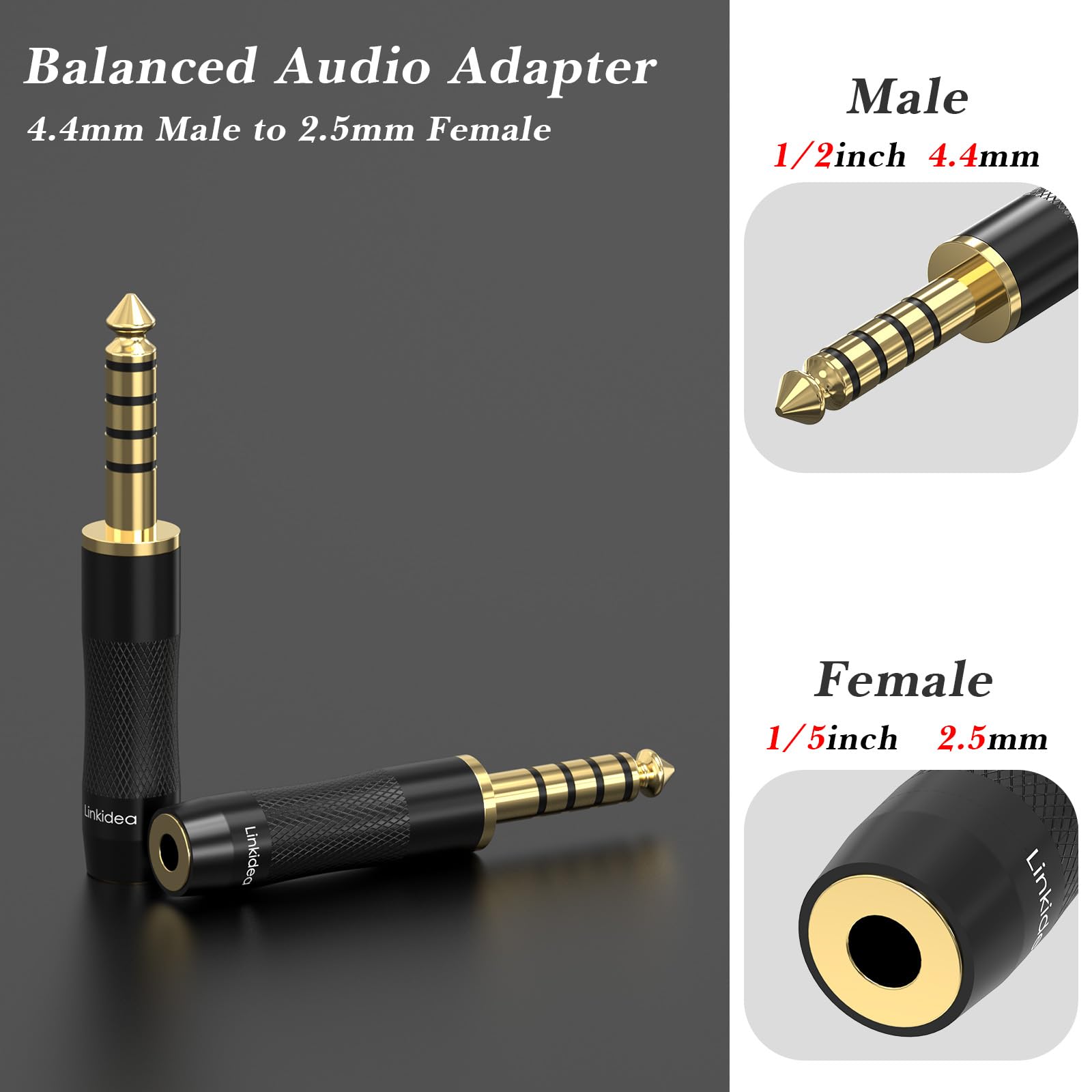 Linkidea 4,4 mm zbalansowany męski na 2,5 mm zbalansowany adapter