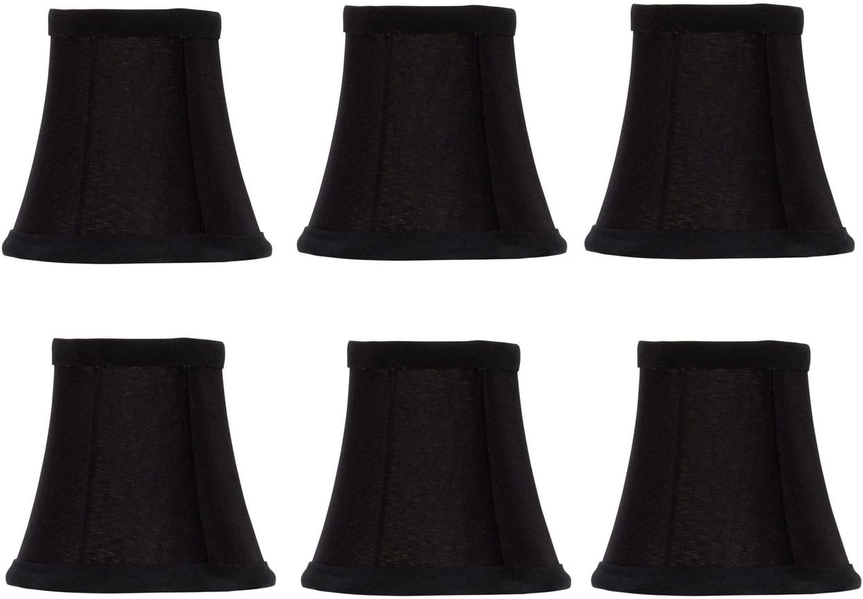 Upgradelights Set of 6 Chandelier Lamp Shades 5 Inch Black Silk with Gold Lining Clips Onto Bulb 2.5x5x4