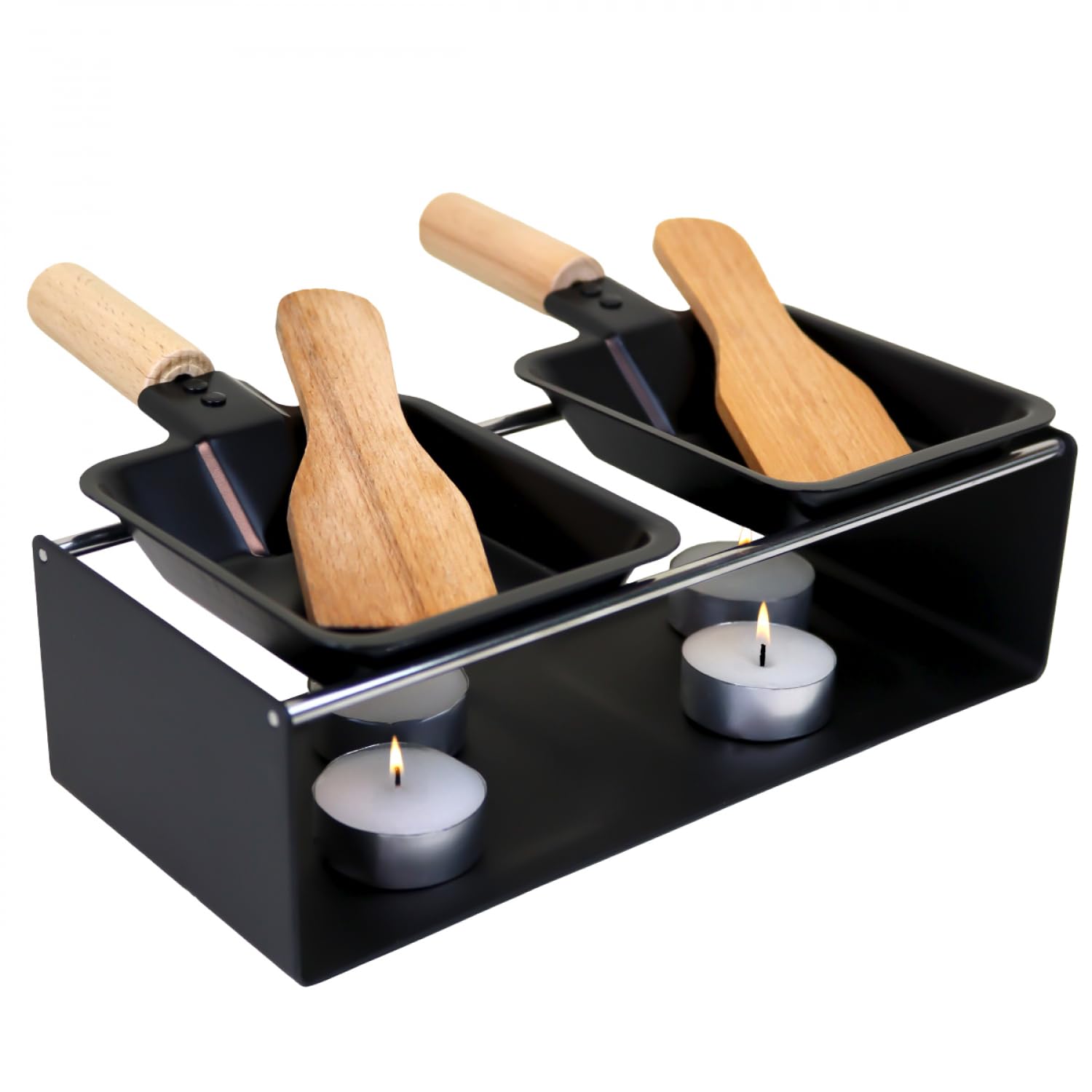 Linxor - Appareil à raclette à la bougie en métal, spatules et bougies incluses - 2 personnes