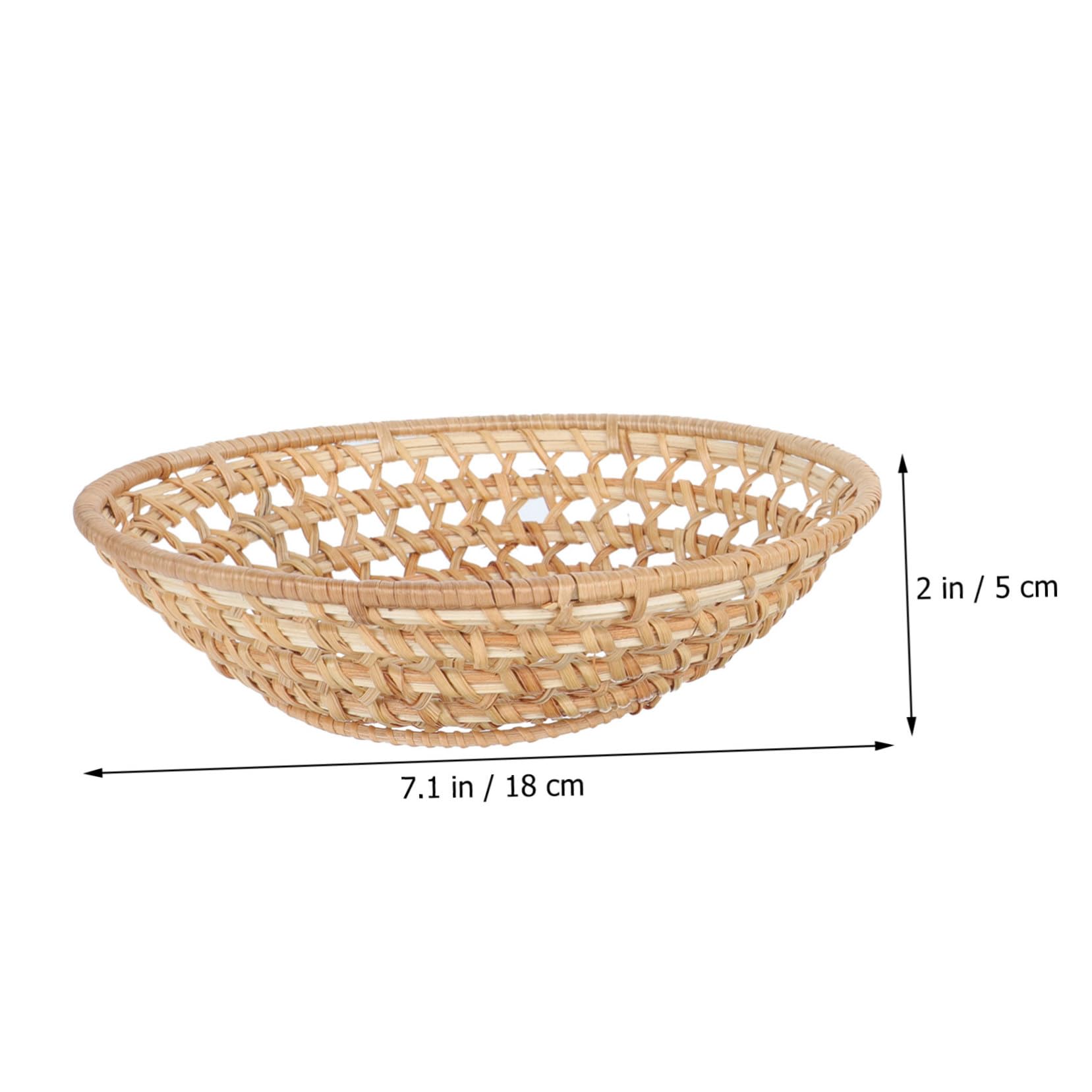 OFFSCH 2pcs Rattan Fruit Basket Storage Basket Breakfast Serving Tray Holder Wire Fruit Basket Rattan Dessert Container Circle Tray Veggie Tray Decorative Baskets Fruit Container Yellow
