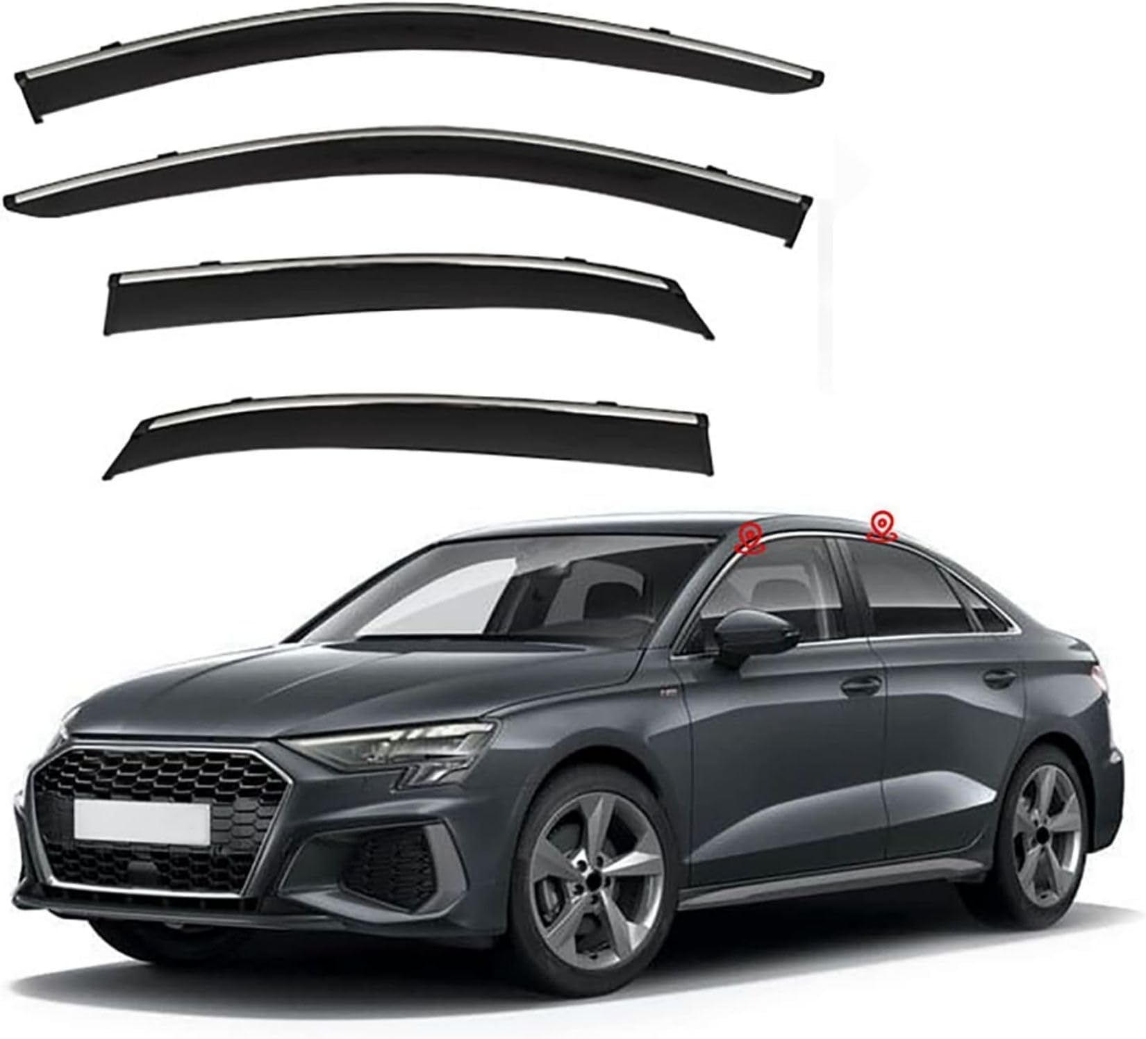 4 Pièces Deflecteur Vitre Voiture pour Audi A3L Sedan MK4-8Y 2021, Déflecteurs pour Auto, Déflecteurs d'air, Fenêtre Latérale Visière Déflecteur Accessoire Voiture