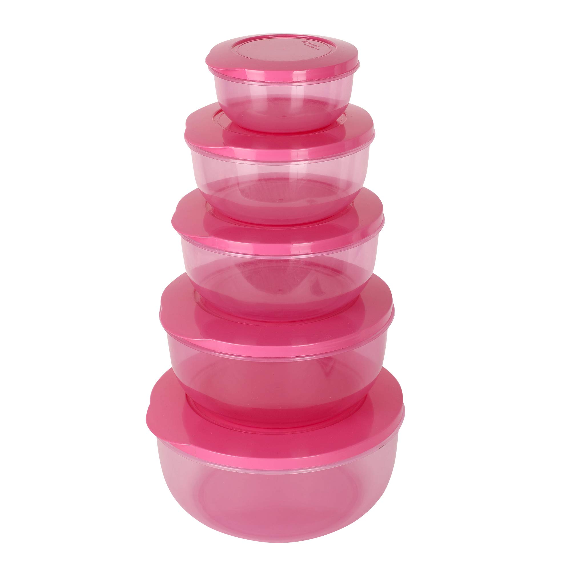 SIMPARTE Eco Storage Plastic Container Set of 5 (2700ML + 1950ML + 1300ML + 900ML + 400ML) BPA-Free, Leak-Proof Food Organizer for Kitchen, Pantry & Refrigerator, Pink