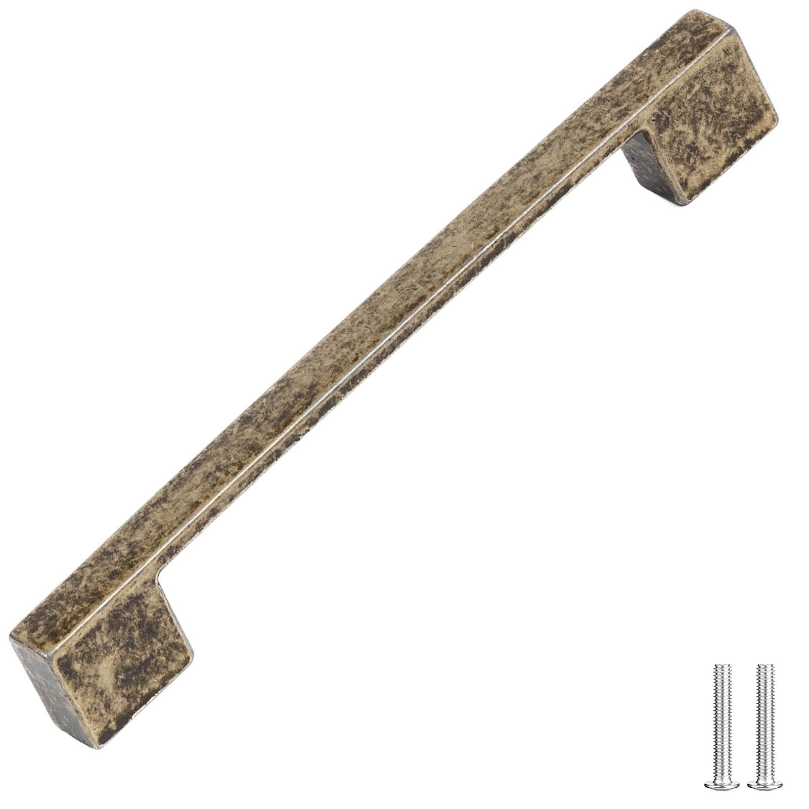Decoranddecor Antique Brass Dimora D-Shape Cupboard Handles, Rectangular Kitchen Handles For Cupboards, Cabinet Pulls - 160Mm,