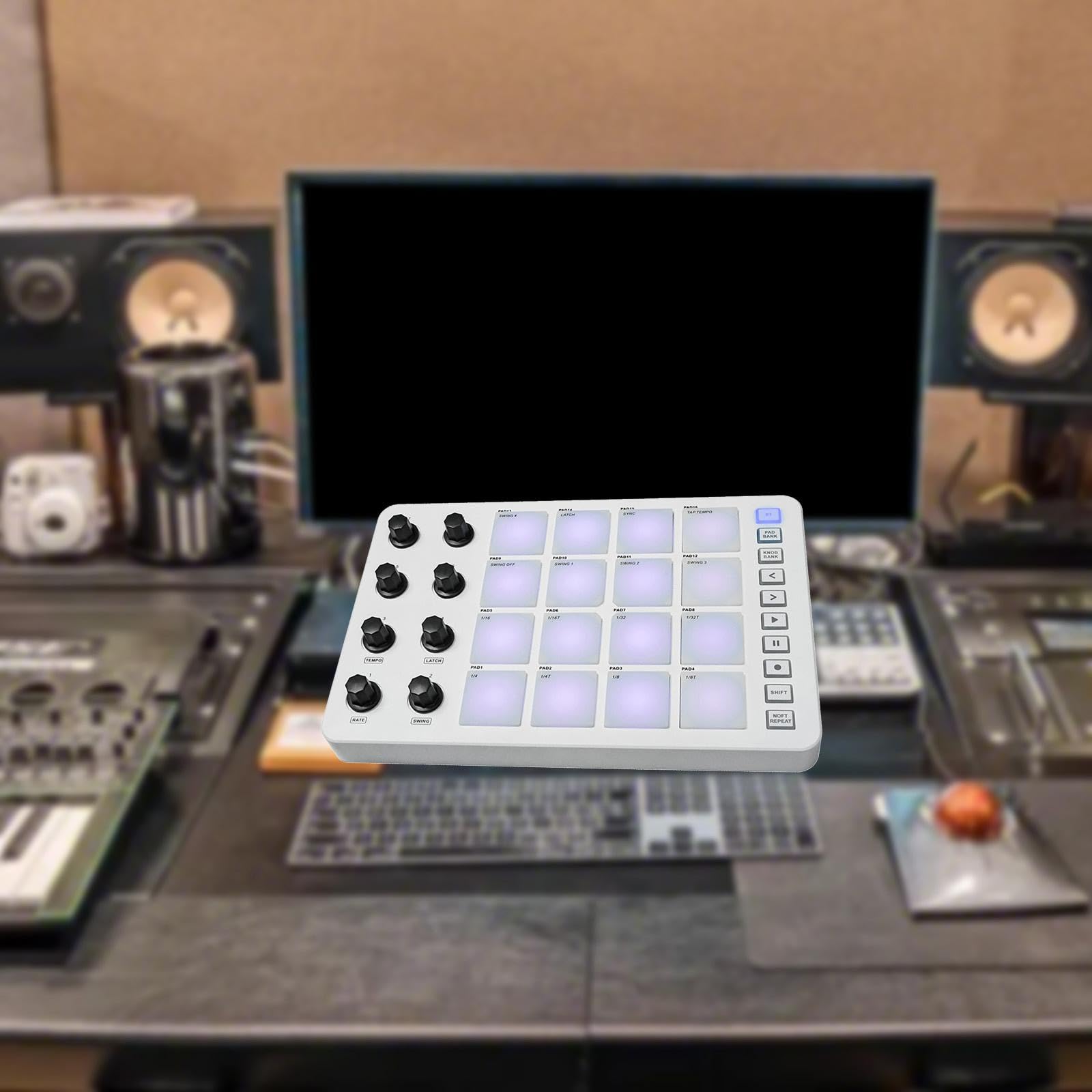 harayaa Controlador de Pad MIDI, Pad Controlador MIDI USB con 16 Pads de RGB, Máquina para Crear Ritmos de Pad MIDI para Producción
