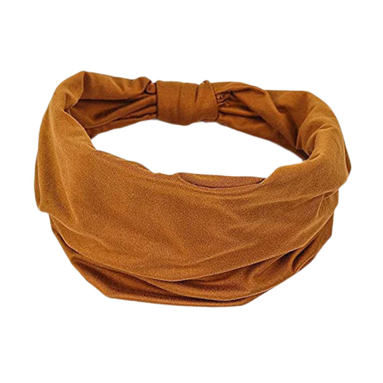 Wide Stretchy Headband Soft Headwear Hair Band for Women Men Running Cycling Brown-image-29