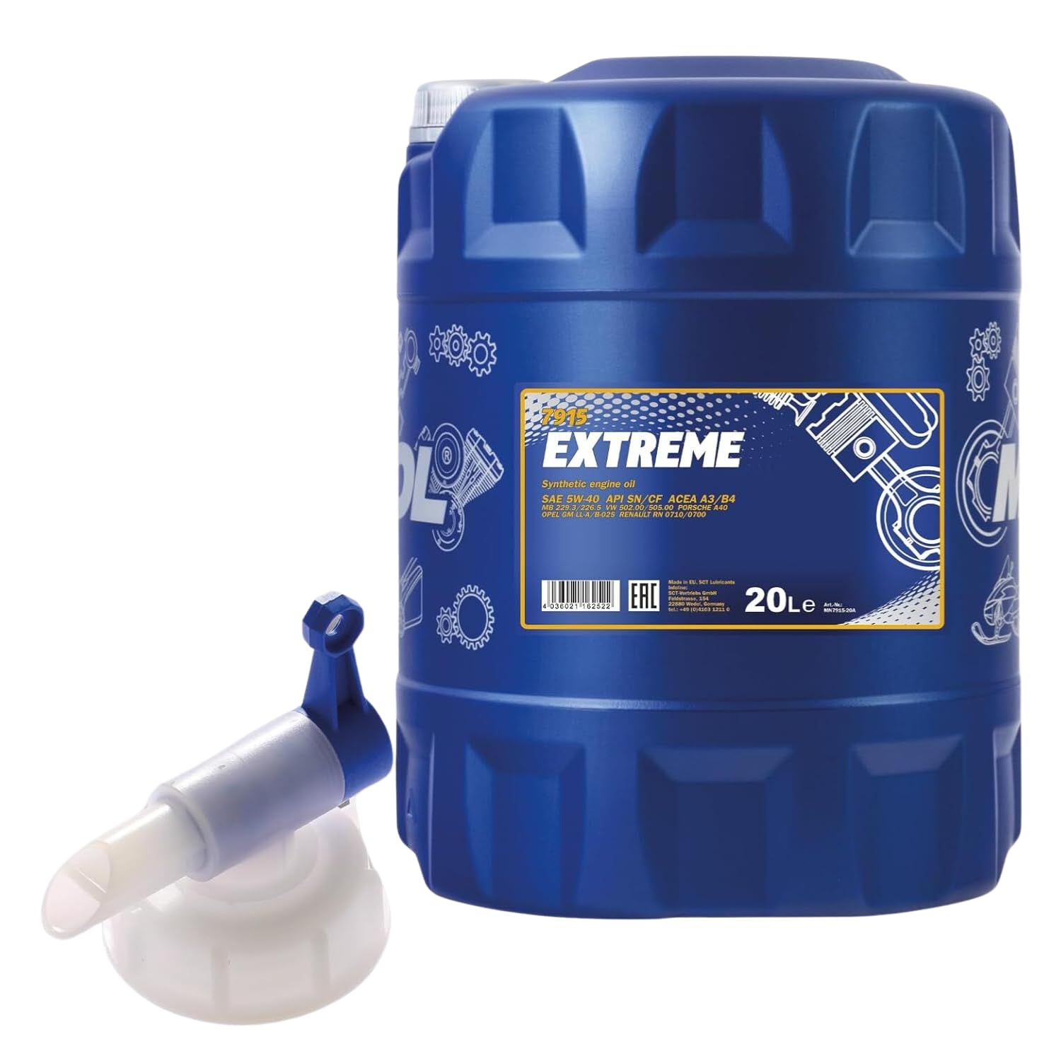 MANNOL 20L Motoröl Extreme 5W-40 Motorenöl + Auslaufhahn