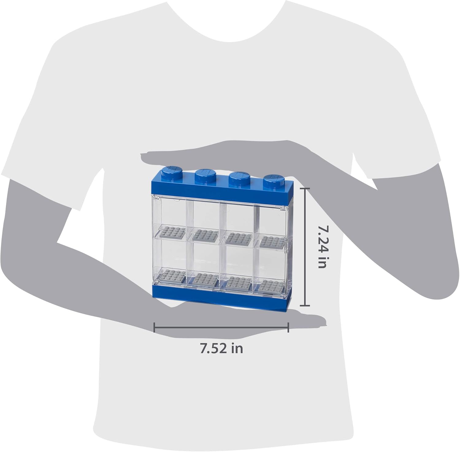 Room Copenhagen LEGO Minifigure Display Case, Stackable Storage Container for Collectible Figurines, 4 Stud, Bright Blue