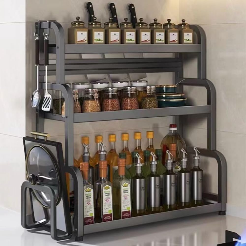 Półka na przyprawy, 2/3-Tier Spice Rack Stand, Spacious Carbon Steel Storage Organiser(2 Tier)