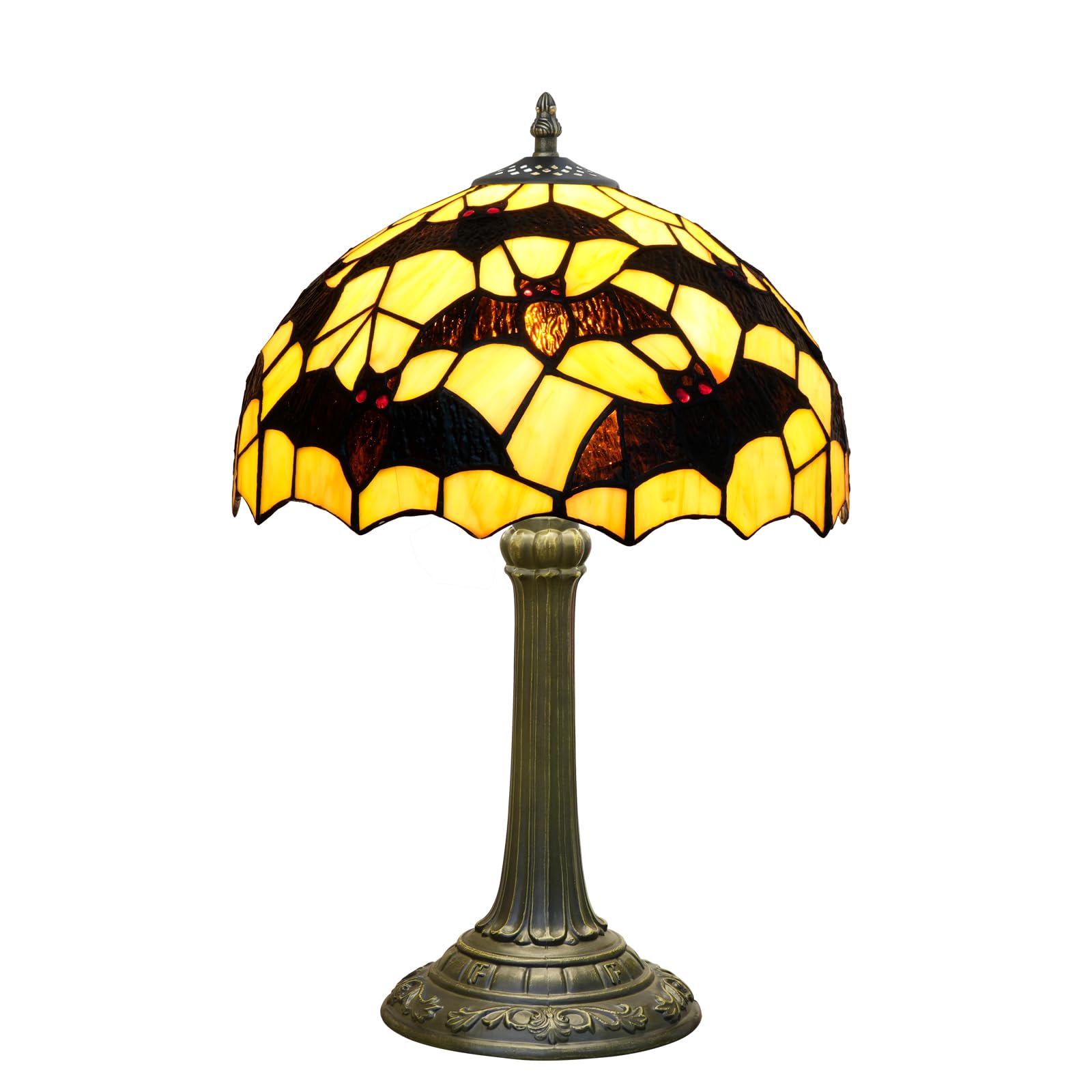 NUODITOS Tiffany Lamp Black Bat Style Stained Glass Table Lamp Vintage Bedroom Bedside Light for Home Dorm Office Art Craft Antique Decor Accent Aesthetic Nightstand Reading Light — image 1