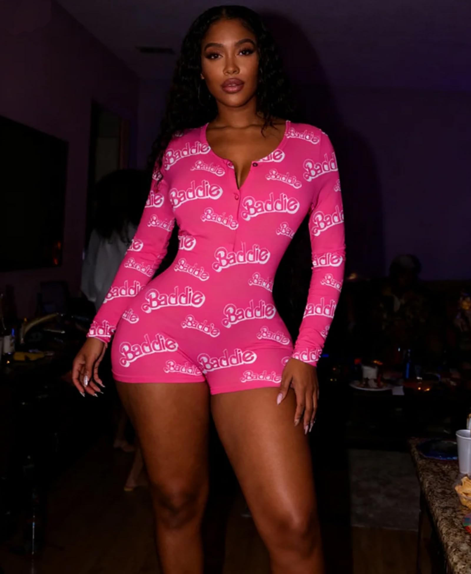 MissShorthair Damskie jednoczęściowe spodenki Bodycon Piżama Pajacyki Onesies damskie, Paskudne, S