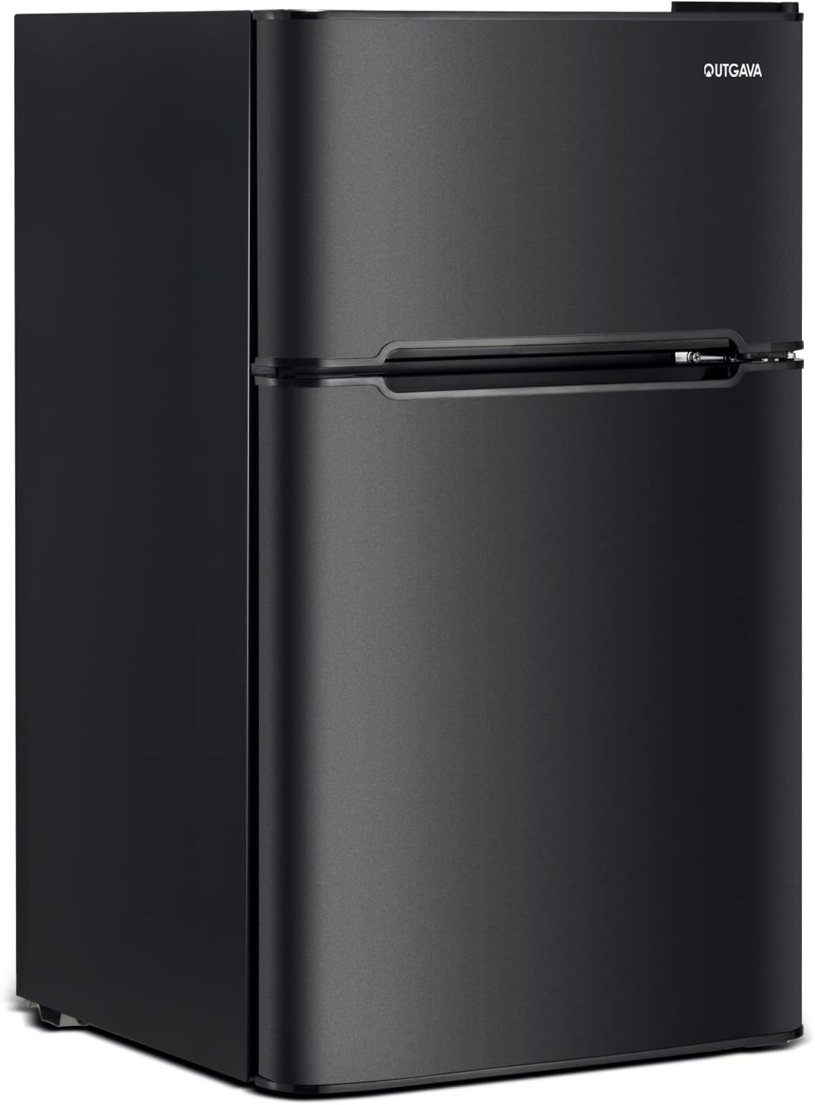 Double Door Mini Fridge with Freezer 3.2 Cu. Ft Mini Refrigerator, Compact Refrigerator Mini Freezer Cooler with Adjustable Thermostat and Reversible Door for Dorm,Office,Apartment,Black